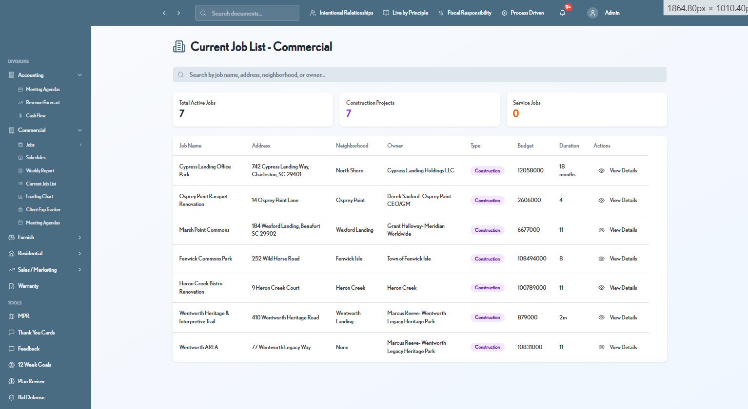 Commercial job list